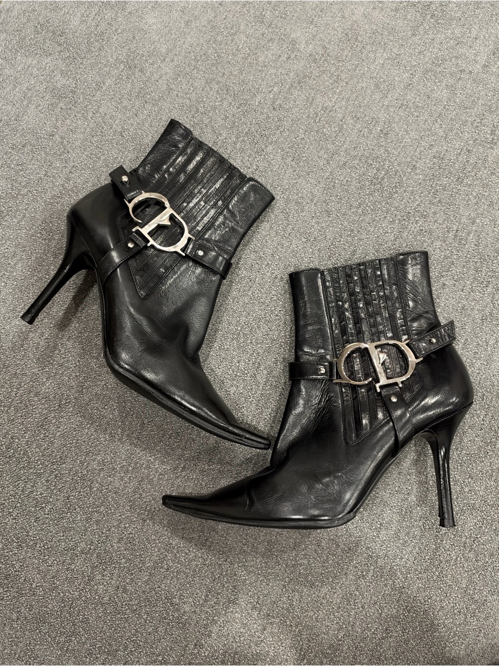 Vintage Christian Dior John Galliano Era CD Logo Boots Black EU 39 Y2K